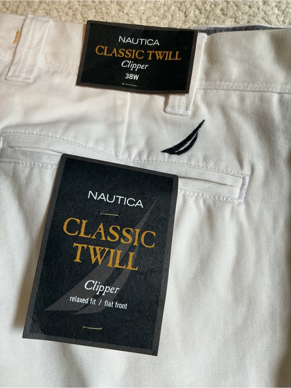 Nautica White Classic Twill Clipper Flat-Front Chinos
